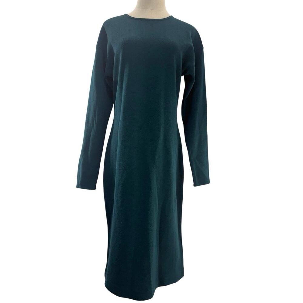 Ann Taylor Sweater Dress Teal Knit Long Sleeve Midi Hong Kong Women's Medium